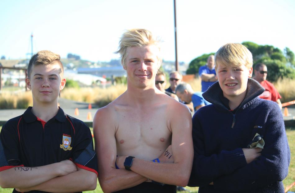 Jakob Cunningham (13), Kaleb Hayes (17) and Angus Ruddenklau (15), all of Oamaru.