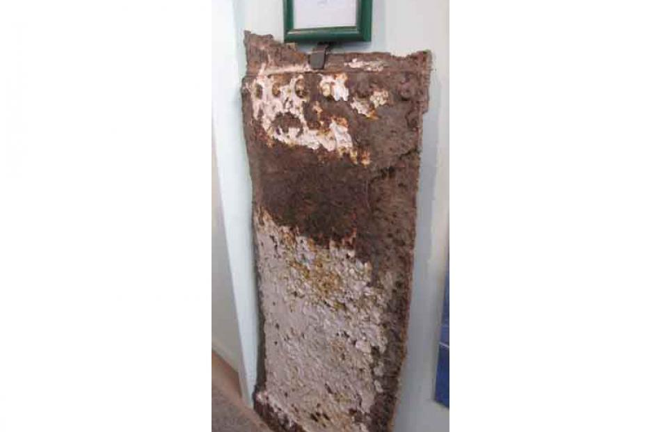 An original steel plate from the TSS <i>Earnslaw</i>, launched in 1912, the same year as the <i...