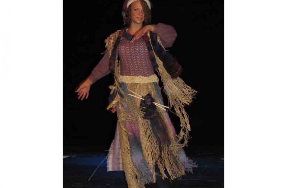 Katie Scott, of Arrowtown, wears Knitting Hangover, designed by Annabel Russell and Janice Taylor...