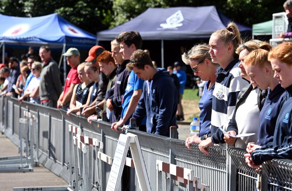 Spectators observe a minute's silence as a mark of respect to those killed in the Christchurch...