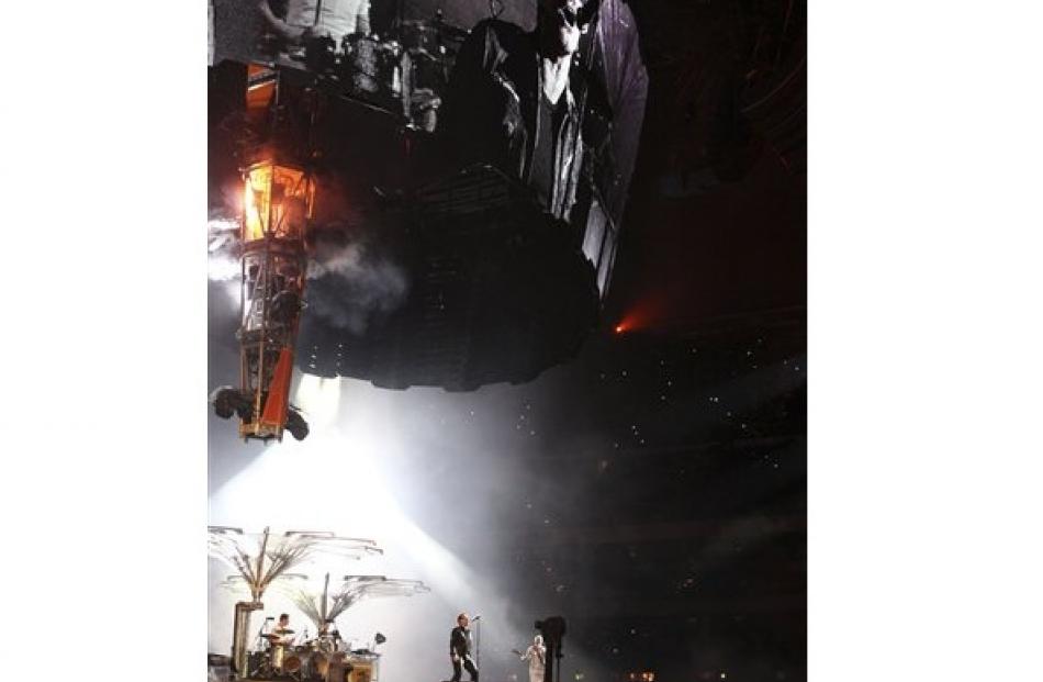 U2 in concert during their 360 world tour at the Azteca stadium in Mexico City. (AP Photo...