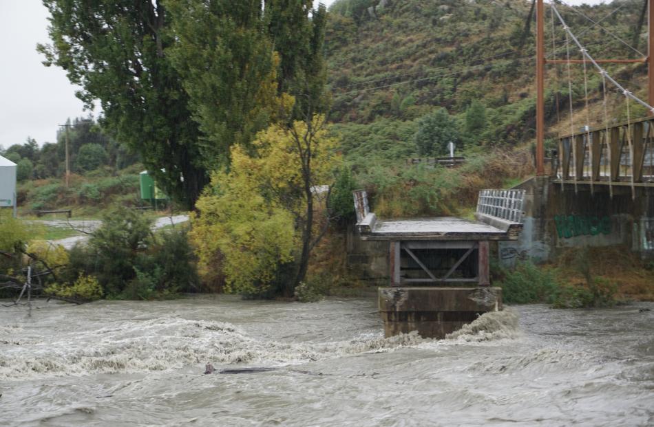 The Matukituki River was swollen yesterday afternoon after heavy rain in the area. PHOTO: SEAN...