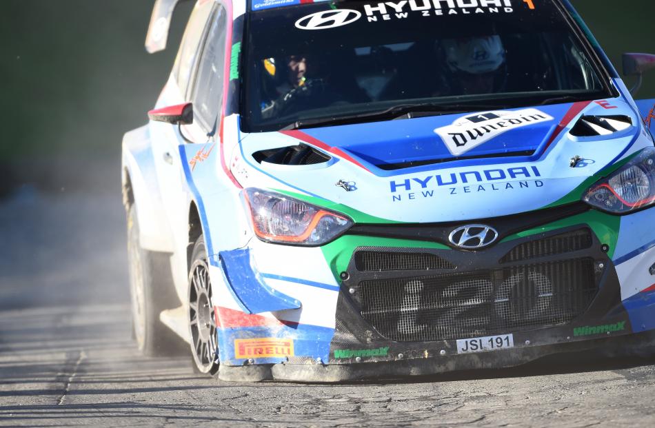 Hayden Paddon and co-driver John Kennard had a puncture in the Dunedin special stage on Saturday...