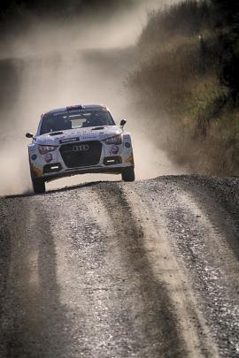 Aucklanders Dylan Turner and Malcolm Read race an Audi S1 AP4.PHOTO: JOHN COSGROVE
