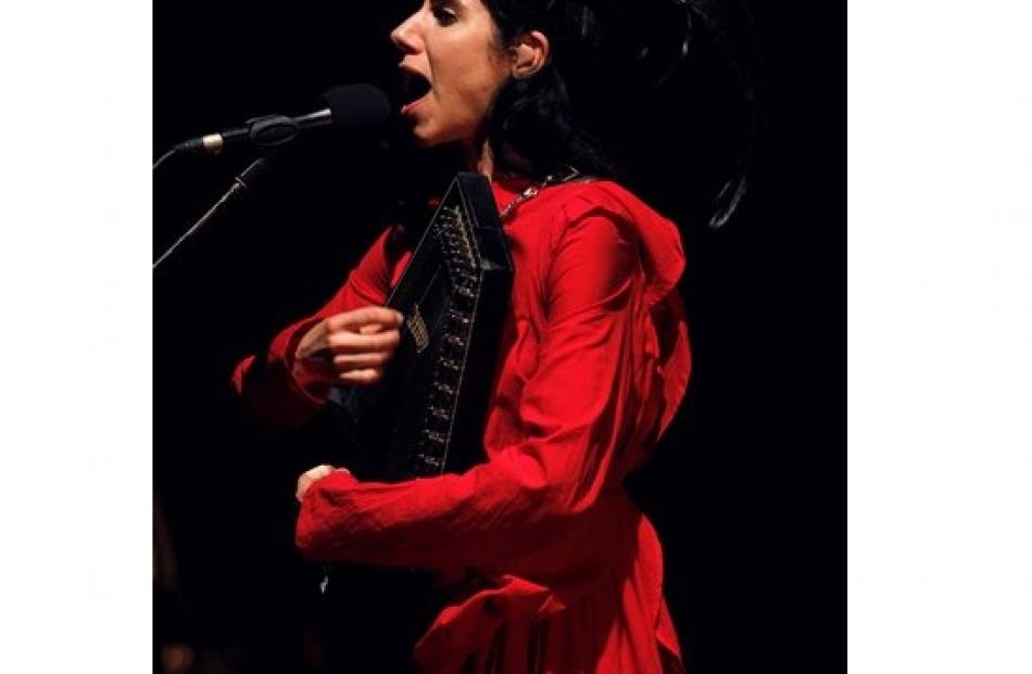 PJ Harvey performs during her concert in Lisbon, Portugal. (AP Photo/Armando Franca)