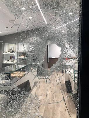 Damage at Jamies Jewellers following the burglary. Photos supplied