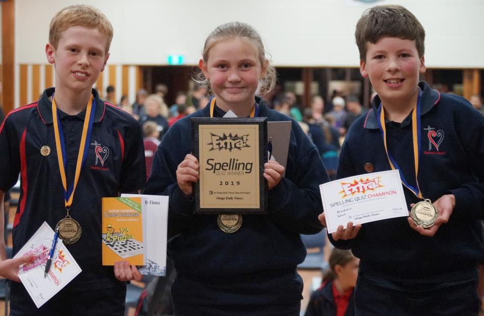 Sacred Heart School pupils (from left) Daniel van De Spuy (11), Maddy Green (10) and Jed Fenwick ...