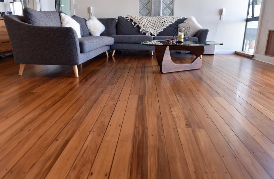 The heart rimu flooring came from the demolition of 1920s classrooms at the Alexandra Primary...