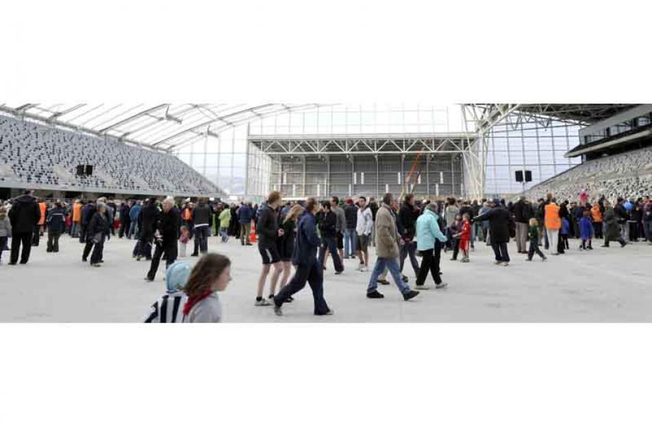 Crowds gather to see the new venue.