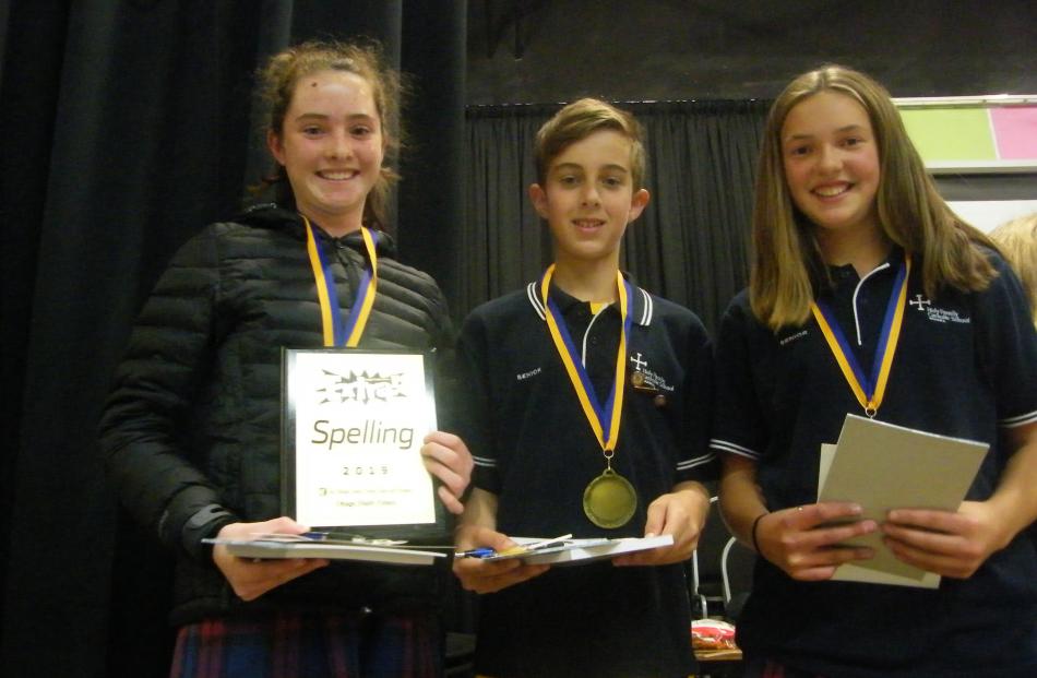  Holy Family Catholic School Wanaka pupils (from left) Annie Wells, Jack Sanford and Isabel...