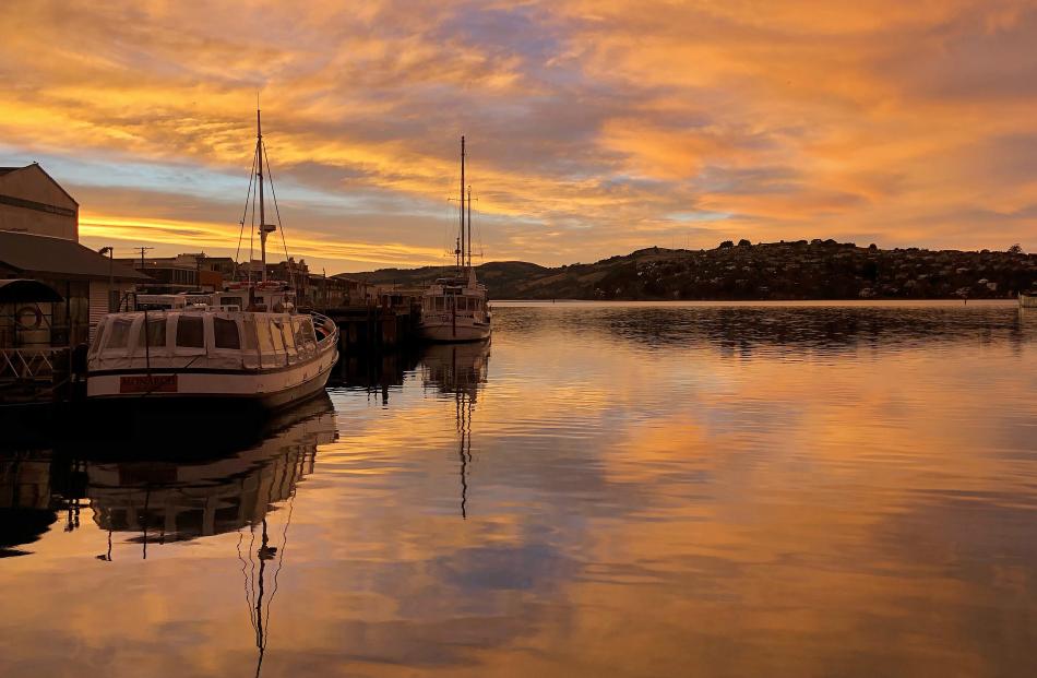 Otago Harbour at sunrise on Monday. Photo: Michelle Chalklin-Sinclair