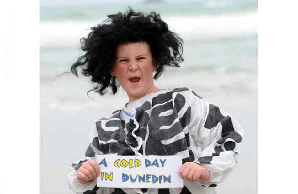 Liam Mckillop [11]  of Dunedin during the annual St Clair Beach 83rd midwinter polar plunge on...