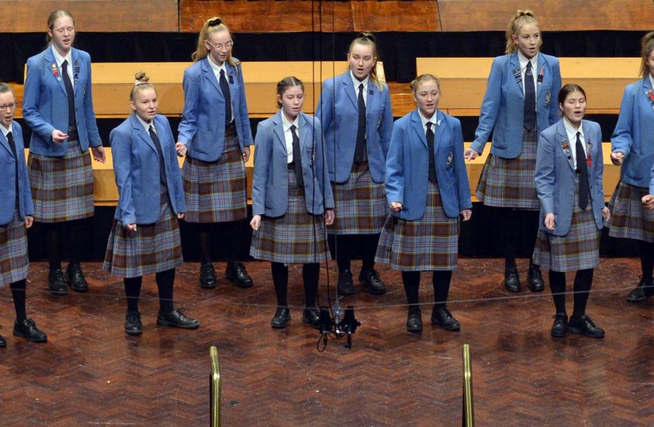 Vocarmony (Queens High School) perform during the Big Sing at the Dunedin Town Hall yesterday.