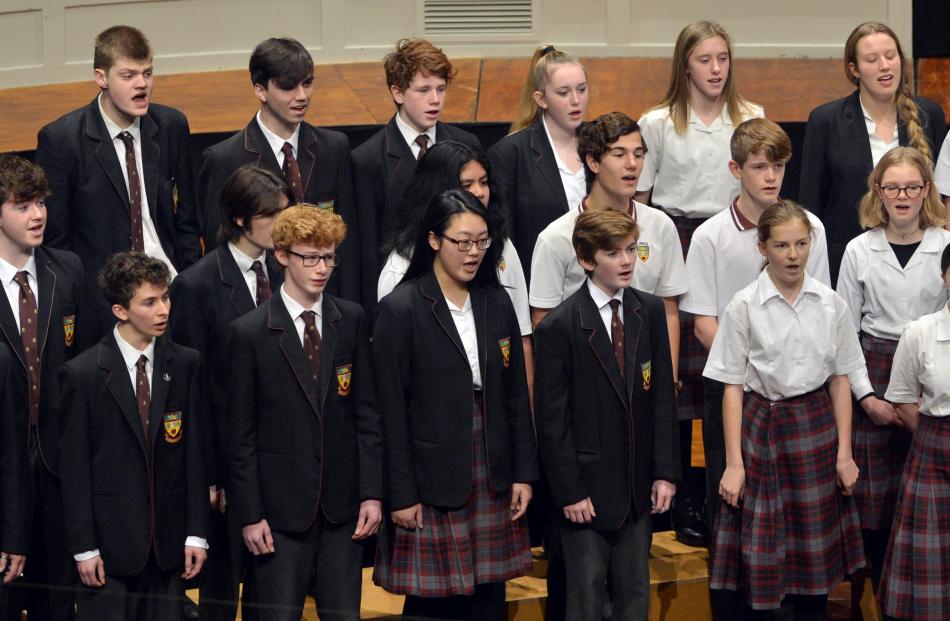 The Logan Park High School choir perform during the Big Sing at the Dunedin Town Hall yesterday.