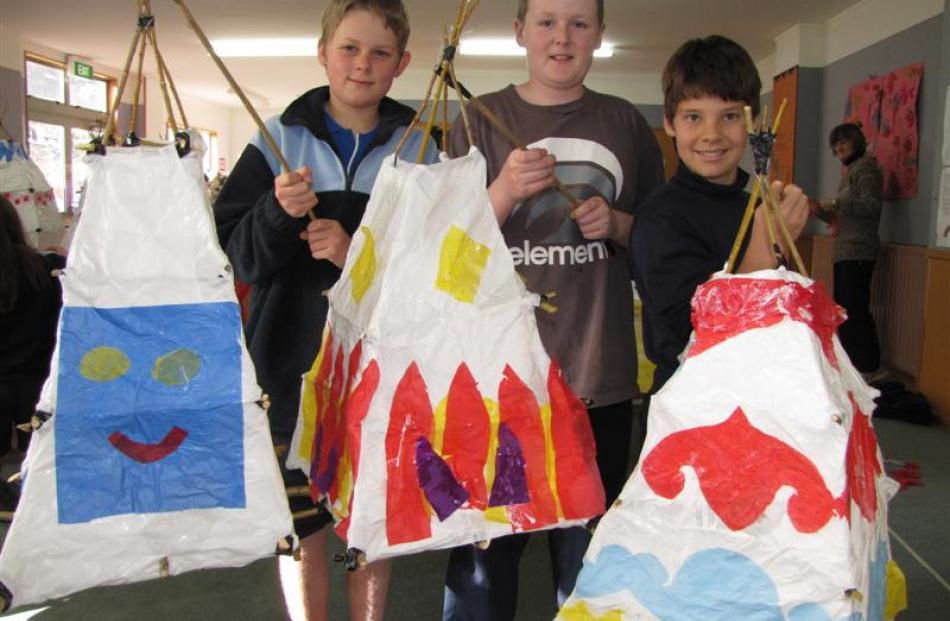 Queenstown Primary School pupils (from left) Bayley Bennett (11), Ben Stevens (12) and Oliver...