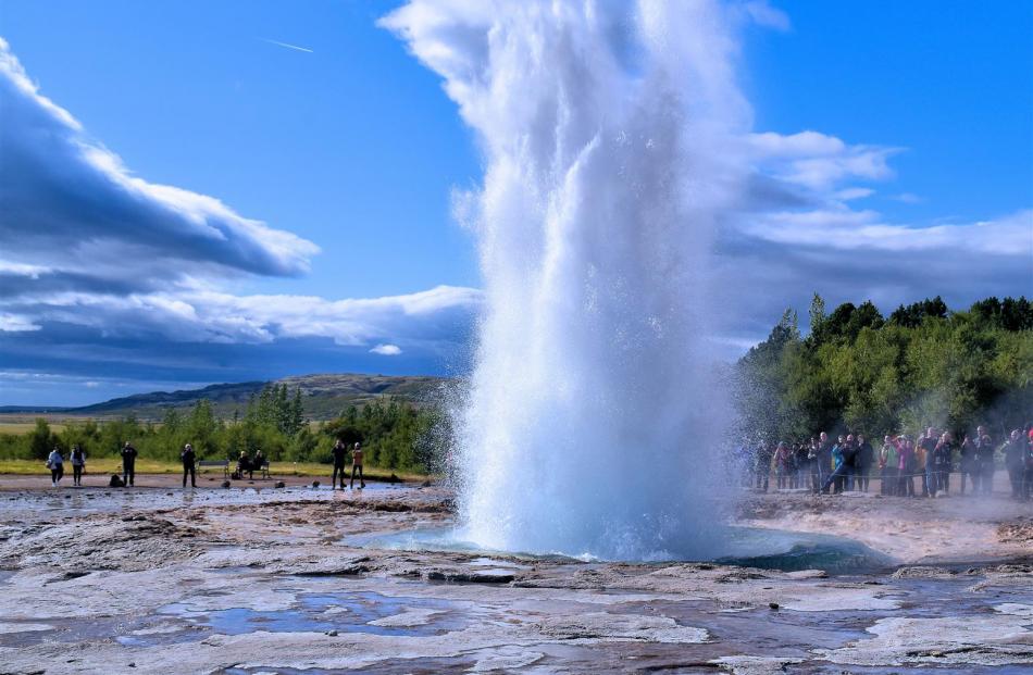 Strokkur Geysir. Iceland’s most active. Myth tells us it wouldn’t perform during a visit from the...