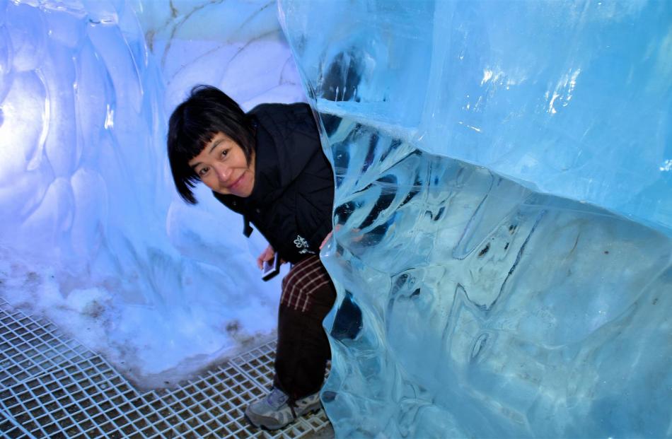 Artificial ice cave in Wonders of Iceland exhibition. The ice is from real glaciers.