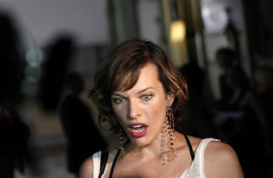 Ukranian-born actress Milla Jovovich is interviewed after the Chanel Fall-Winter 2011-2012 Haute...