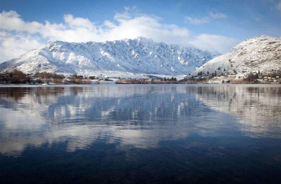 The Remarkables looking over Lake Wakatipu from the Frankton Track yesterday morning, after the...