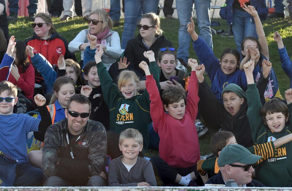 Supporters at Whitestone Contracting Stadium in Oamaru.