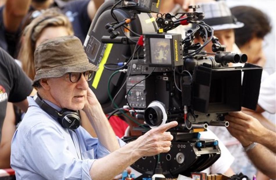 US director Woody Allen films his latest movie 'The Bop Decameron' in Rome, Italy. (AP Photo...