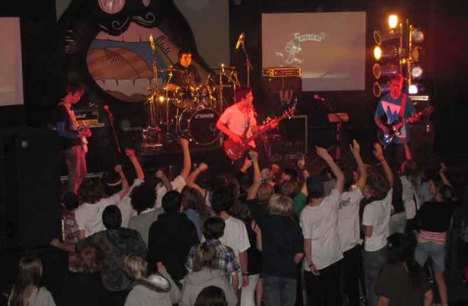 Smokescreen band members (from left) Jasper Fawcett, Mitch Martin, Todd Kirkwood (all 16), and...