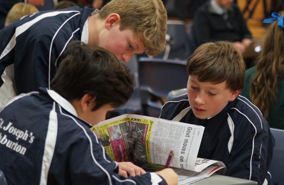 St Joseph's Ashburton pupils in the years 7-8 quiz (from left) Joey Killworth (12, obscured), Tom...