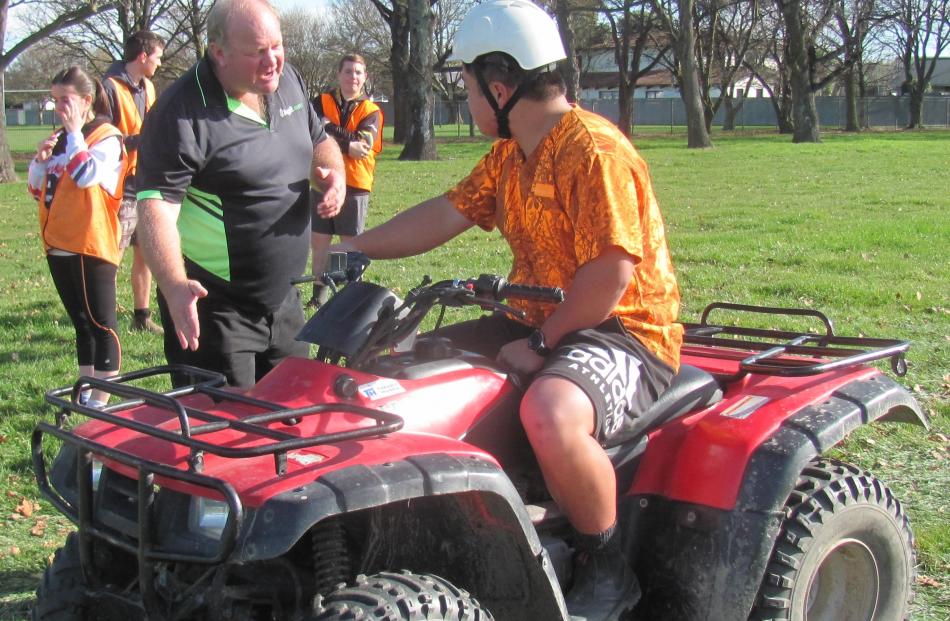 Ashburton College year 11 agriculture pupils Tyler Leonard (left) and Wilson Hii put into practice what they learnt during a motorbike/quad safety training session. 