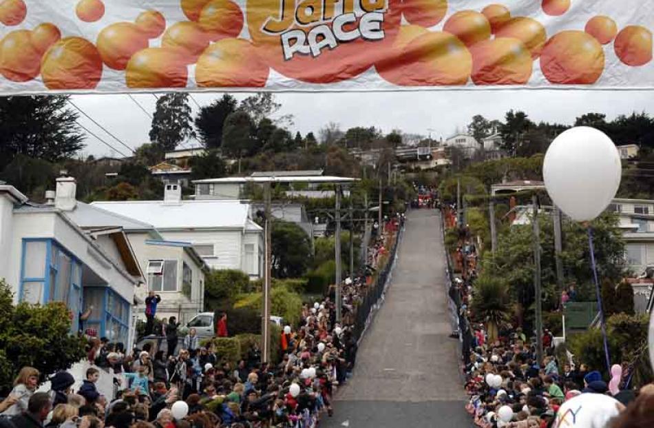The Cadbury Chocolate Carnival Jaffa Race down Baldwin Street, in Dunedin. Photo by Linda Robertson.