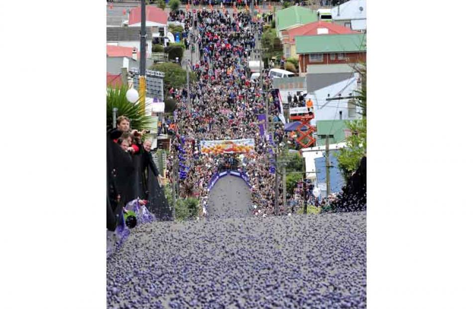 The annual Cadbury Jaffa Race was held on Friday at Dunedin's Baldwin Street, the steepest street...