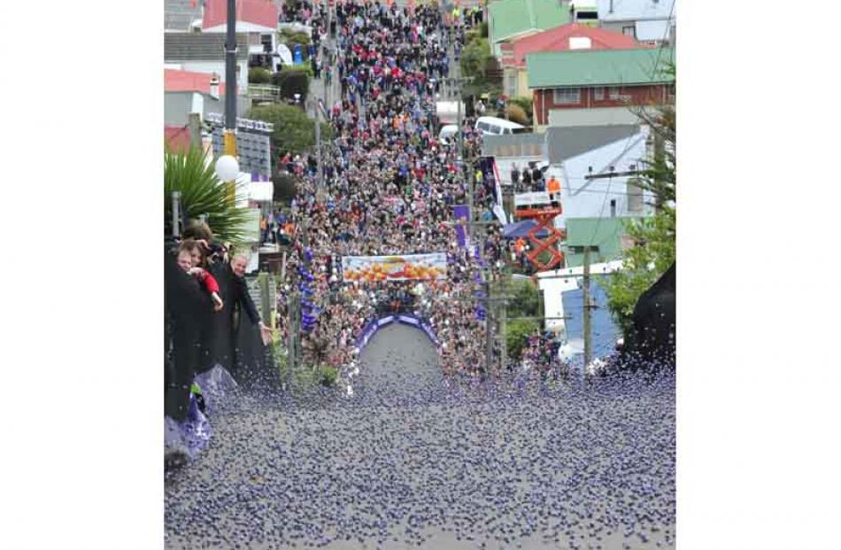 The annual Cadbury Jaffa Race was held on Friday at Dunedin's Baldwin Street, the steepest street...