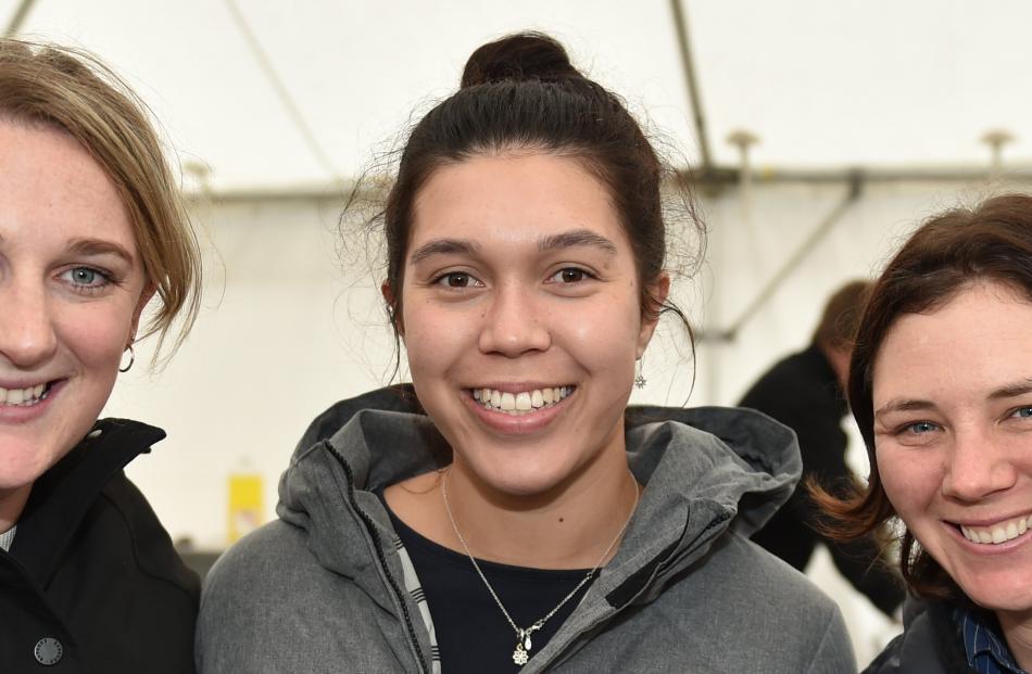 Gabrielle Candy and Elise Le Compte, both of Dunedin, and Vickie Johnstone, of South Otago.