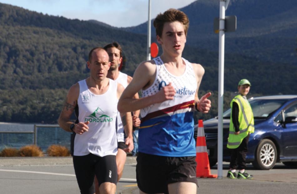 U18 Contender Aleks Cheifetz  of Queenstown in the lead at the corner of the second lap with...
