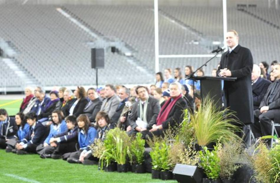 Prime minister John Key opens Forsyth Barr Stadium yesterday. Photos by Craig Baxter.