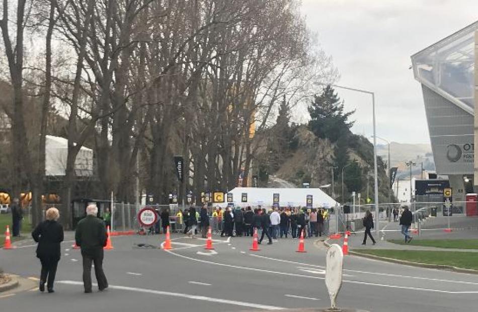 Some early birds queued ahead of gates opening at 6pm. Photo: Daisy Hudson