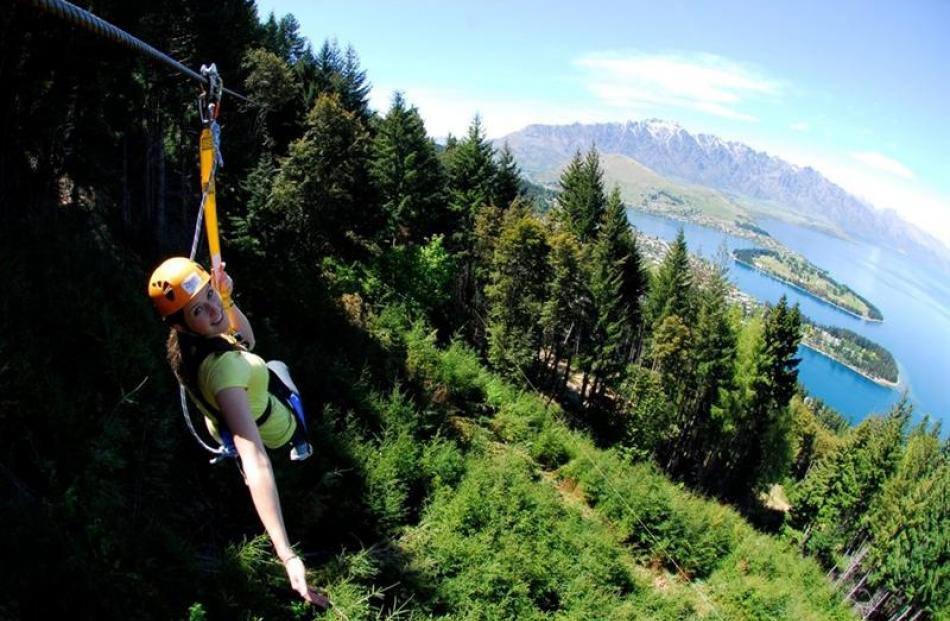 Guests on Ziptrek Ecotours' Queenstown operation, which opens at the Skyline, Bobs Peak, next...