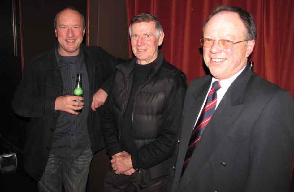 David Clarke and Lex Perkins, both of Arrowtown, with John Mann, of Lake Hayes.