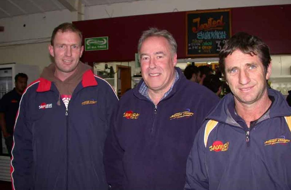 Mike Mavor, North Otago Rugby chief executive Colin Jackson and coach Barry Matthews.