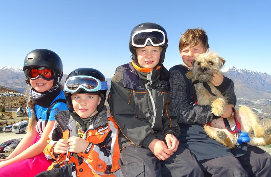 Ciara (10) and Ronan (6) File, and Max (8) and Joe (10) McLean, and Mitzi the dog.