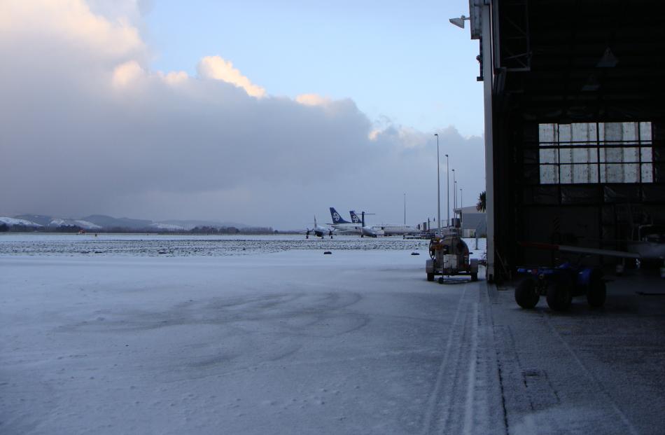 Snow at Dunedin Airport.Photo by Jordan Kean.