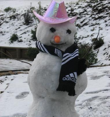 Snowman in Andersons Bay, Dunedin. Photo Susan Baikie