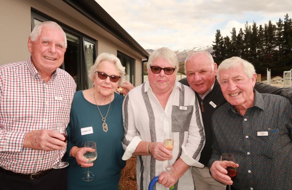 Bob Farrell, Oweena Frew, Betty Frizzell, George Douglas and Doug Frew, all of Arrowtown.