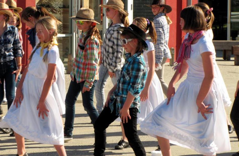 Queenstown Primary School pupils (front, from  left) Jessica Dicker (11), Courtney Macdonald (10)...