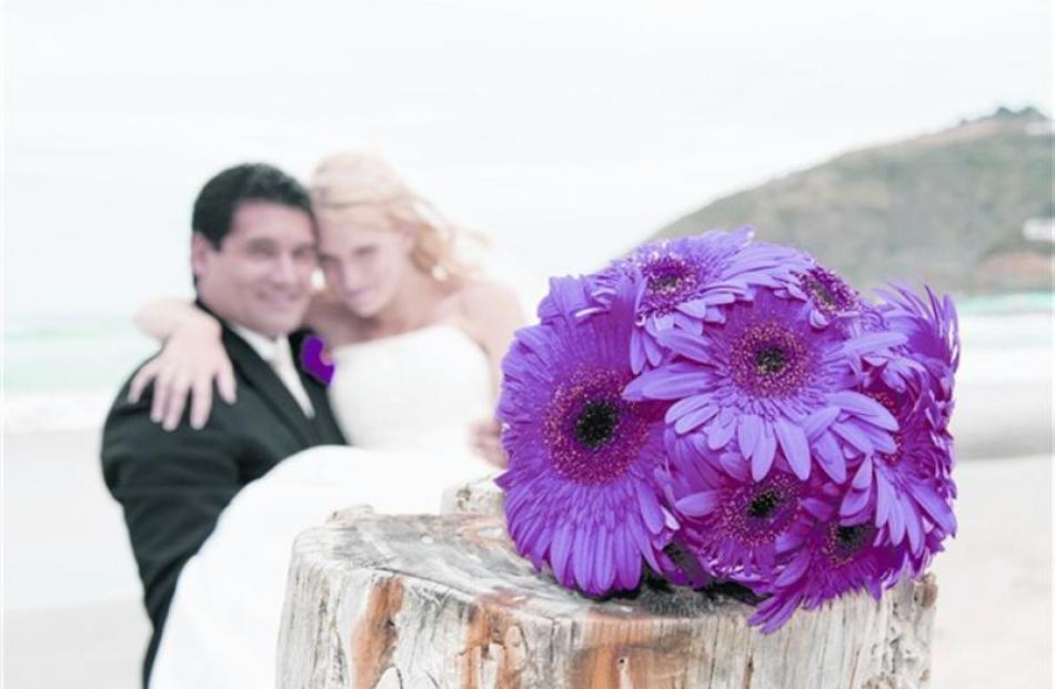 The bouquet of Amy Edwards, who celebrated her marriage to Regan Turoa at Dunedin Botanic Gardens...