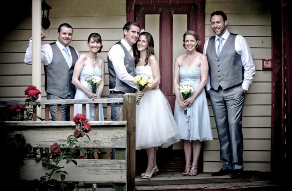 Amy King and Chris Blunden and their wedding party in March. Photo by Tim Hawkins.