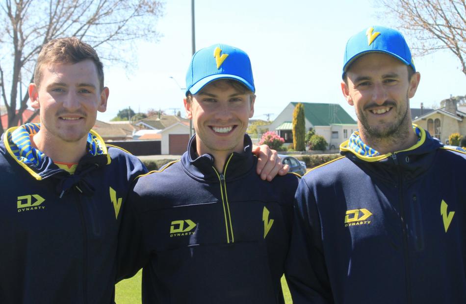 Otago Volts players Nathan Smith, Cam Hawkins, and Hamish Rutherford, all of Dunedin.