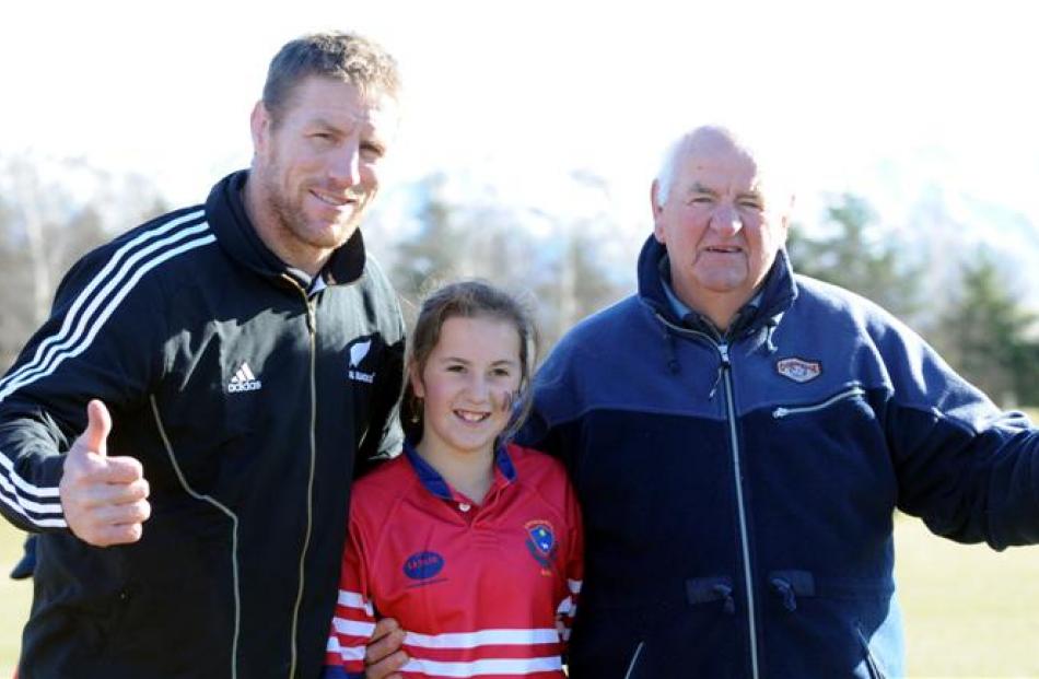 With Thorn are his first rugby coach, former All Black Don Clark, and Clark's granddaughter,...
