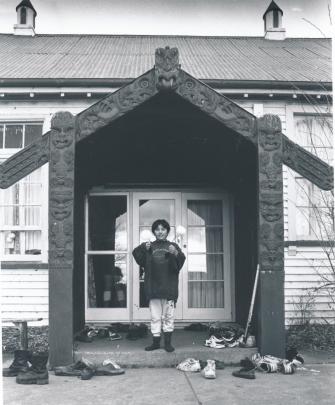Nerissa Ka at a female cultural event held at the marae in 1994. (Photo: Ashburton Museum).

