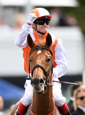 Craig Williams celebrates after riding Vow And Declare to win the Melbourne Cup.