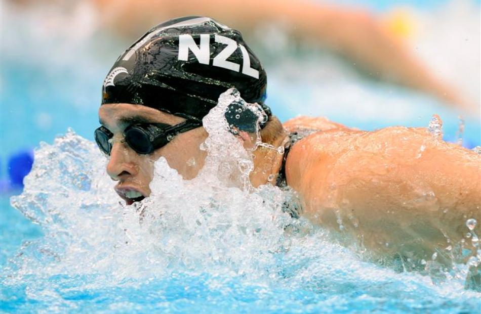 New Zealand's Moss Burmester swims in a men's 200-meter butterfly semi-final. (AP Photo/Mark J....